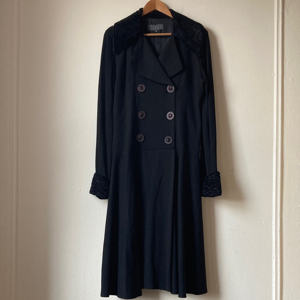 BIGOSCHI Coat Dress with Faux Fur Trim Black Size EU 46